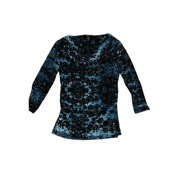 Style & Co Blue Night Sky Cowl Neck Top-Small - Picture 7 of 9